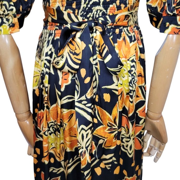 Dress Forum Heavenly Surplice Maxi Fall Dress Women's Small Black Boho Floral - Picture 10 of 11